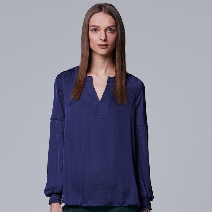 Women's Simply Vera Vera Wang Satin Top, Size: Xs, Blue