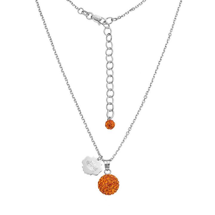 Florida Gators Crystal Sterling Silver Team Logo & Ball Pendant Necklace, Women's, Size: 18, Orange