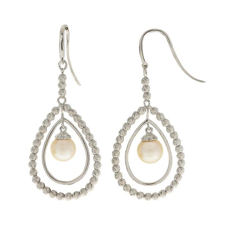 Pearlustre By Imperial Sterling Silver Freshwater Cultured Pearl Teardrop Earrings, Women's, White