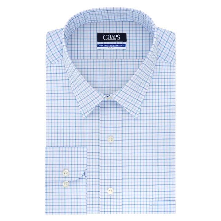 Big & Tall Chaps Regular-fit Stretch-collar Wrinkle-free Dress Shirt, Men's, Size: 18.5 32/3b, Turquoise/blue (turq/aqua)