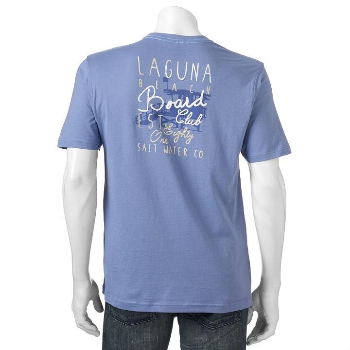 Men's Caribbean Joe Back-print Laguna Beach Board Club Tee, Size: Xl, Lt Purple