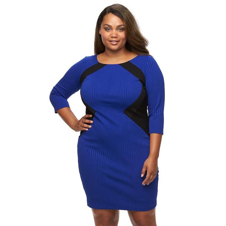 Plus Size Chaya Colorblock Pintuck Sheath Dress, Women's, Size: 14 W, Blue Other