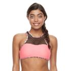 Mix And Match High-neck Crocheted Bikini Top, Girl's, Size: Medium, Med Orange