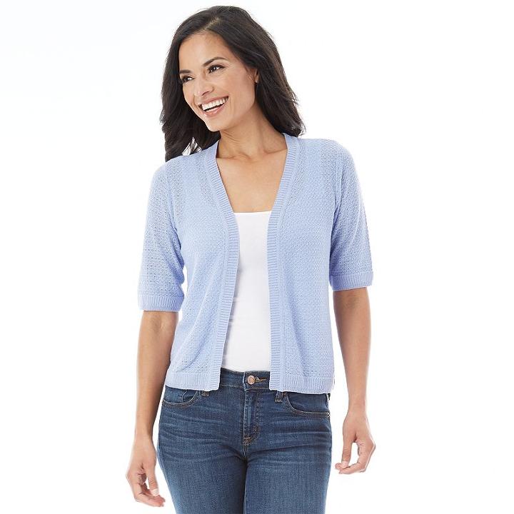 Women's Ab Studio Open Front Cardigan, Size: Medium, Purple Oth