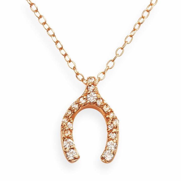 Sophie Miller 14k Rose Gold Over Silver Cubic Zirconia Wishbone Pendant, Women's, Size: 16, White