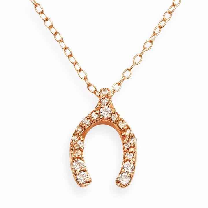 Sophie Miller 14k Rose Gold Over Silver Cubic Zirconia Wishbone Pendant, Women's, Size: 16, White