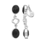 Napier Silver Linear Drop Earring, Women's, Black