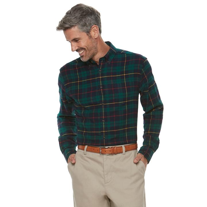 Men's Croft & Barrow&reg; Classic-fit Patterned Flannel Button-down Shirt, Size: Small, Blue