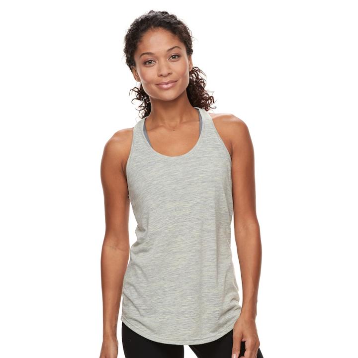 Women's Petite Tek Gear&reg; Racer Back Tank, Size: M Petite, Light Grey