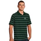 Men's Antigua Michigan State Spartans Deluxe Striped Desert Dry Xtra-lite Performance Polo, Size: Medium, Dark Green