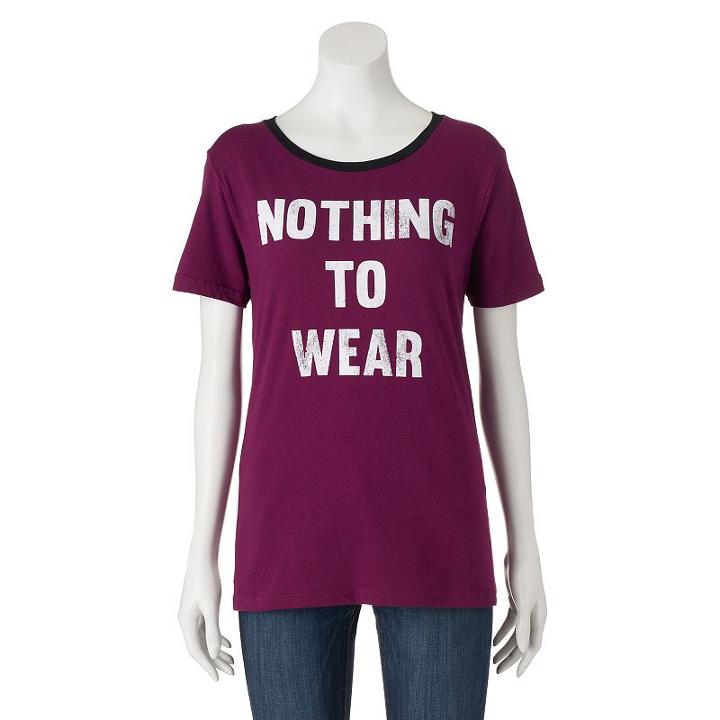 Juniors' Nothing To Wear Graphic Tee, Girl's, Size: Xs, Brown