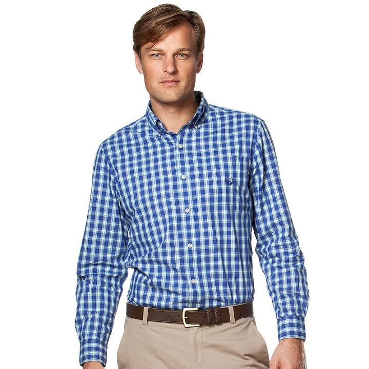 Big & Tall Chaps Classic-fit Easy-care Button-down Shirt, Men's, Size: L Tall, Blue