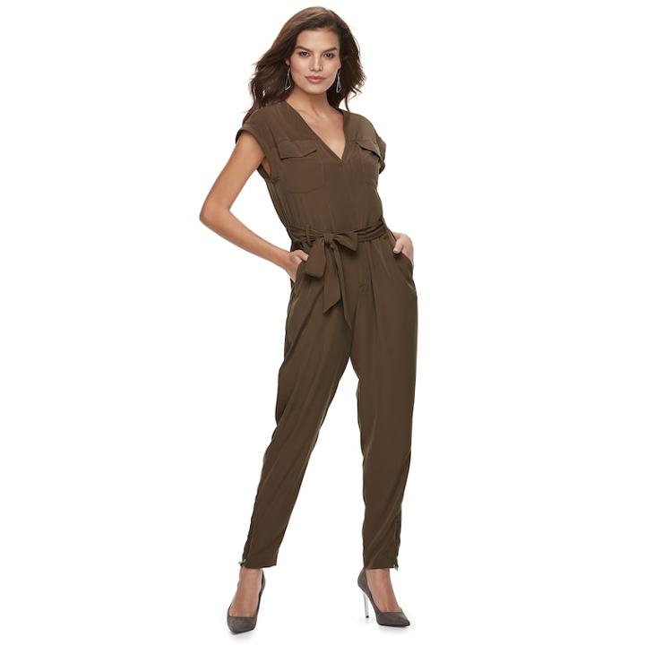 Women's Jennifer Lopez Utility Jumpsuit, Size: Xl, Med Green