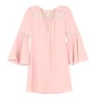 Girls 7-16 Iz Amy Byer Bell Sleeve Crochet Dress With Necklace, Size: 16, Light Pink