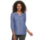 Women's Croft & Barrow&reg; Splitneck Peasant Top, Size: Large, Med Blue