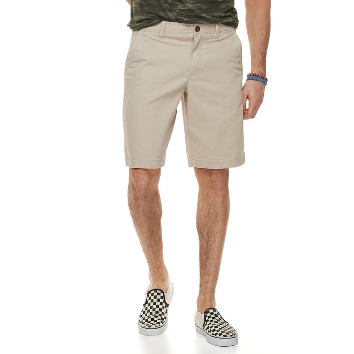 Men's Urban Pipeline&reg; Maxflex Stretch Twill Flat Front Shorts, Size: 40, Lt Beige