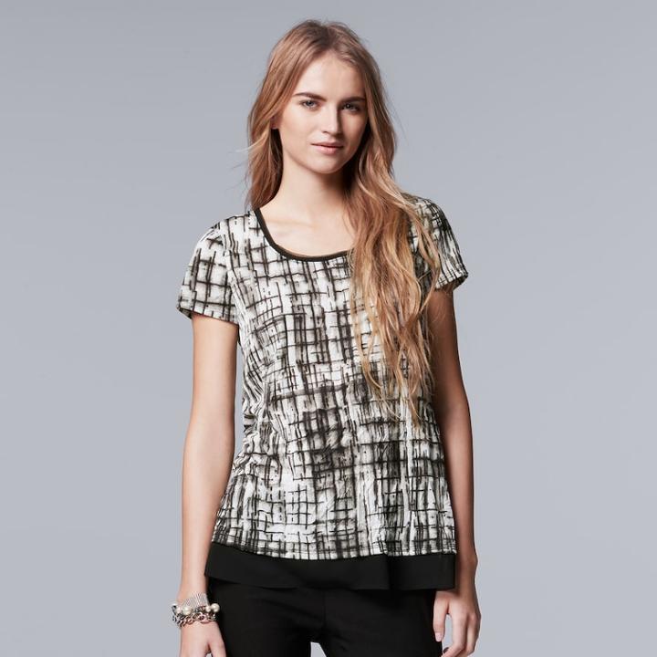 Women's Simply Vera Vera Wang Crinkle Tee, Size: Small, Oxford