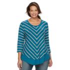 Plus Size Croft & Barrow&reg; Striped 3/4-sleeve Top, Women's, Size: 2xl, Blue