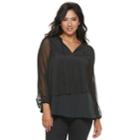 Women's Juicy Couture Layered Flounce Blouse, Size: Xl, Dark Grey