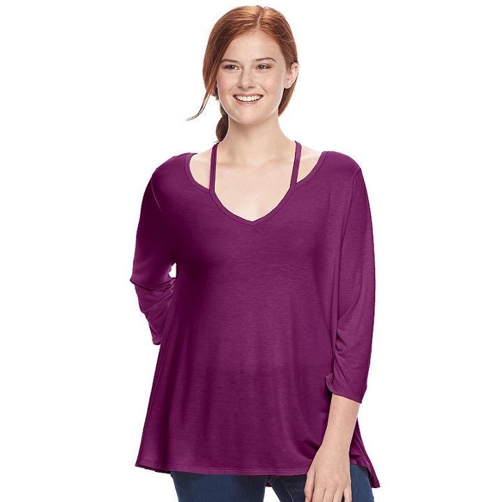 Juniors' Plus Size So&reg; Strappy Swing Tee, Teens, Size: 3xl, Purple