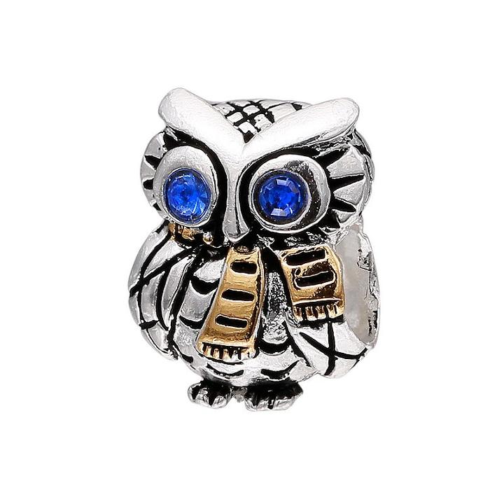 Individuality Beads Crystal 14k Gold Over Silver & Sterling Silver Owl Charm, Women's