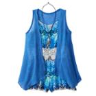 Girls 7-16 Knitworks Romper & Open Knit Duster Set With Necklace, Girl's, Size: 8, Blue