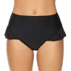 Women's Aqua Couture Ruffle High-waisted Bikini Bottoms, Size: Xl, Black