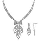 Crystal Allure Leaf Necklace And Drop Earring Set, Women's, Size: 15, White
