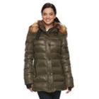 Women's S13 Chelsea Hooded Faux-fur Trim Down-fill Puffer Jacket, Size: Medium, Lt Green