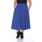 Plus Size White Mark Pleated Midi Skirt, Women's, Size: 3xl, Blue