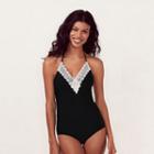 Women's Lc Lauren Conrad Beach Shop Lace One-piece Swimsuit, Size: Small, Black