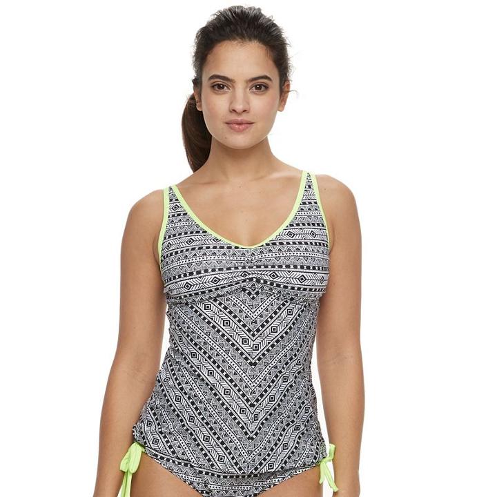 Women's N Moorea Tribal Tankini Top, Size: Xl, Black