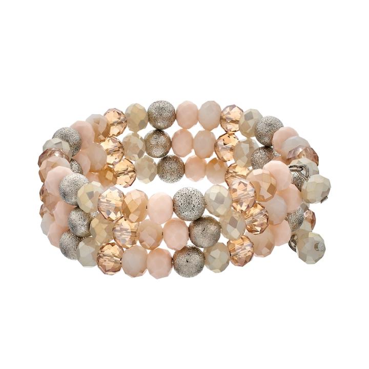 Beaded Coil Bracelet, Women's, Lt Brown