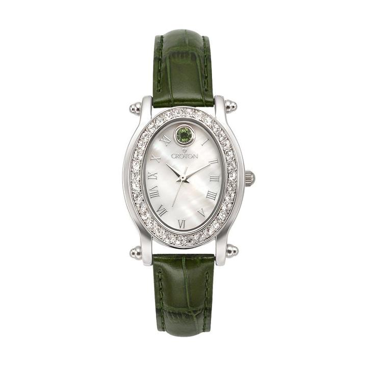 Croton Women's Birthstone Leather Watch, Green