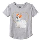 Girls Plus Size The Secret Life Of Pets Max & Gidget Glitter Heart Graphic Tee, Girl's, Size: L Plus, Med Grey
