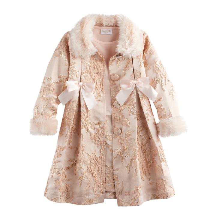 Girls 4-6x Blueberi Boulevard Shimmer Coat & Dress Set, Size: 6x, Pink