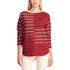 Women's Chaps Striped Boatneck Top, Size: Xl, Red