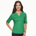 Women's Croft & Barrow&reg; Pocket Roll-tab Tee, Size: Medium, Med Green