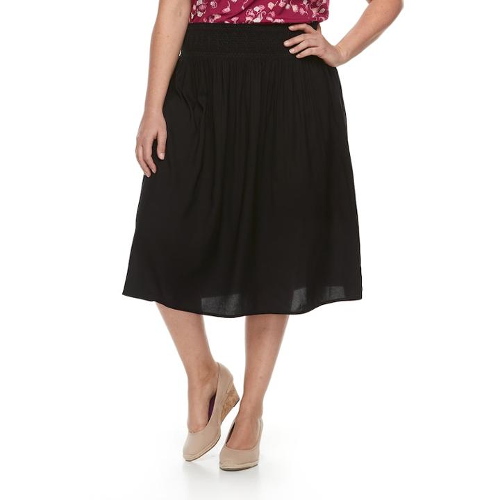 Plus Size Croft & Barrow&reg; Smocked Challis Skirt, Women's, Size: 2xl, Black