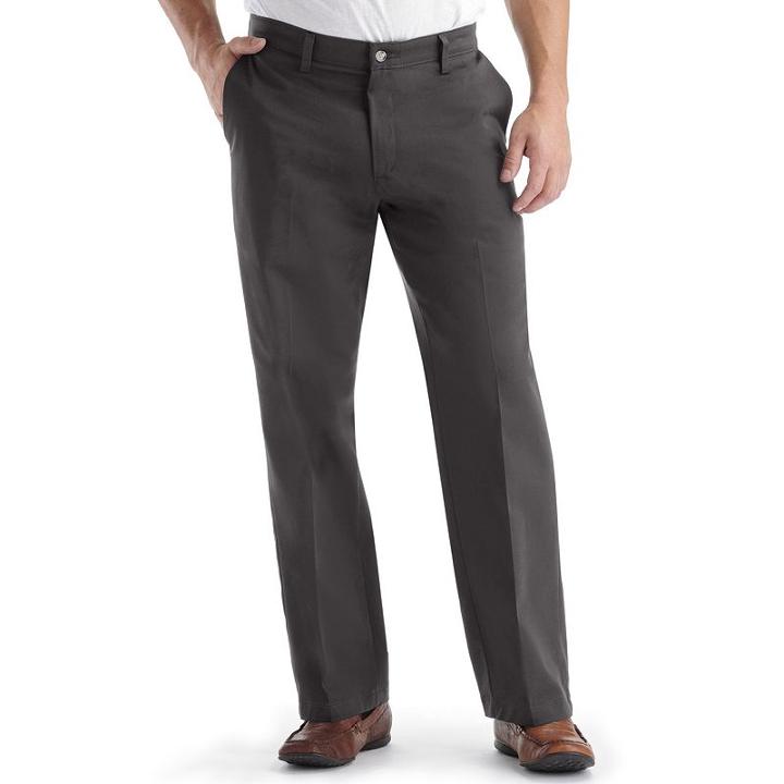 Men's Lee Custom Fit Straight-fit Flat-front Pants, Size: 30x30, Grey