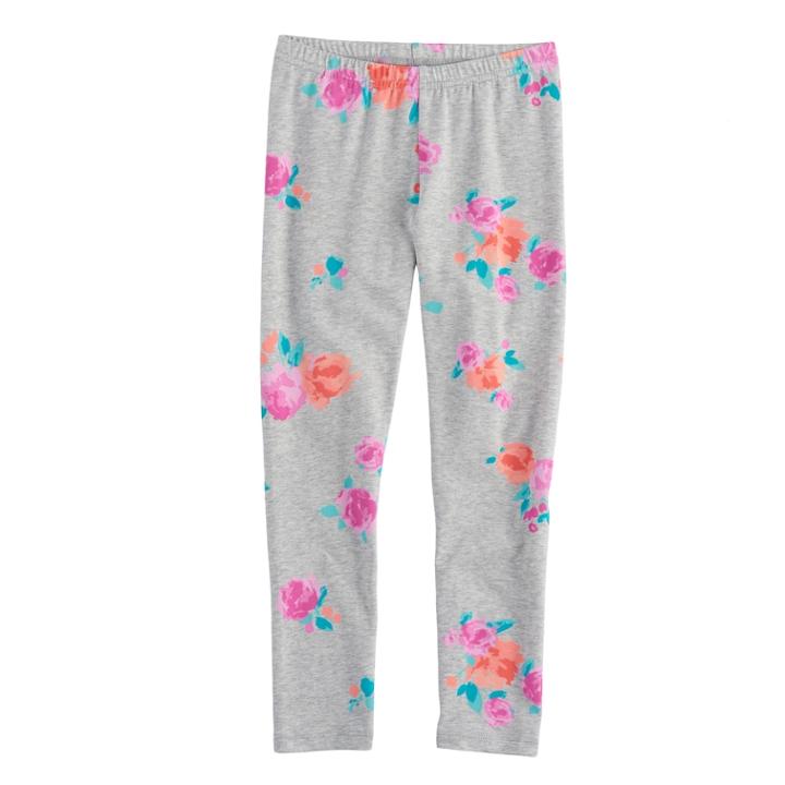 Girls 4-12 Sonoma Goods For Life&trade; Floral Leggings, Size: 6x, Light Grey
