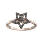 14k Rose Gold 1/6 Carat T.w. Black Diamond Double Star Ring, Women's, Size: 7