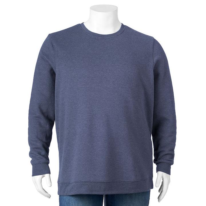 Big & Tall Croft & Barrow&reg; Fleece Crewneck Sweatshirt, Men's, Size: Xl Tall, Dark Blue