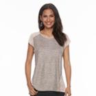 Women's Apt. 9&reg; Metallic Mixed-media Tee, Size: Large, Med Pink
