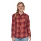 Women's Sonoma Goods For Life&trade; Essential Plaid Flannel Shirt, Size: Medium, Dark Red