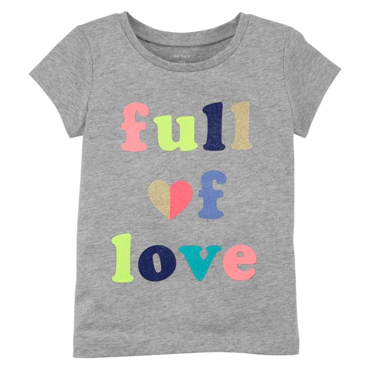 Girls 4-6x Carter's Full Of Love Tee, Size: 6-6x, Grey