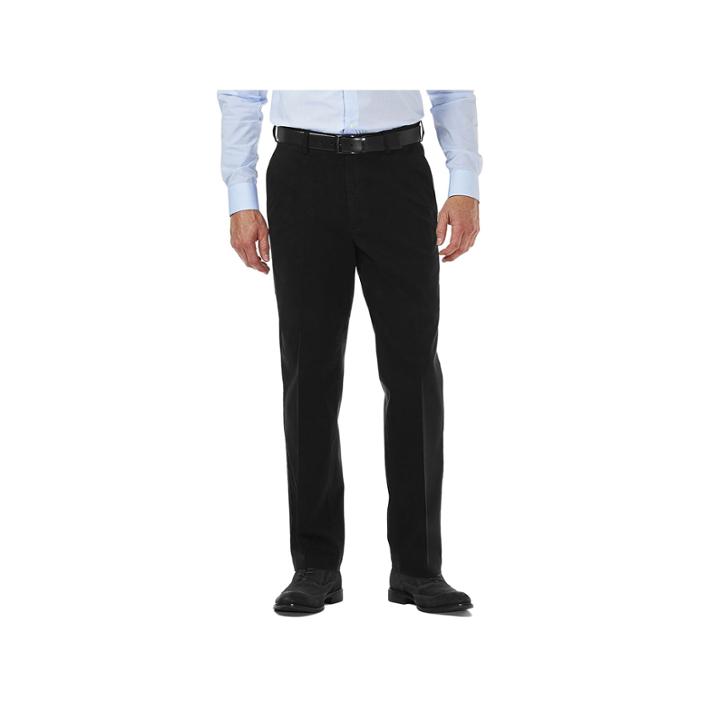 Men's Haggar Classic-fit Textured Stretch Expandable Waistband Chino Pants, Size: 34x32, Black