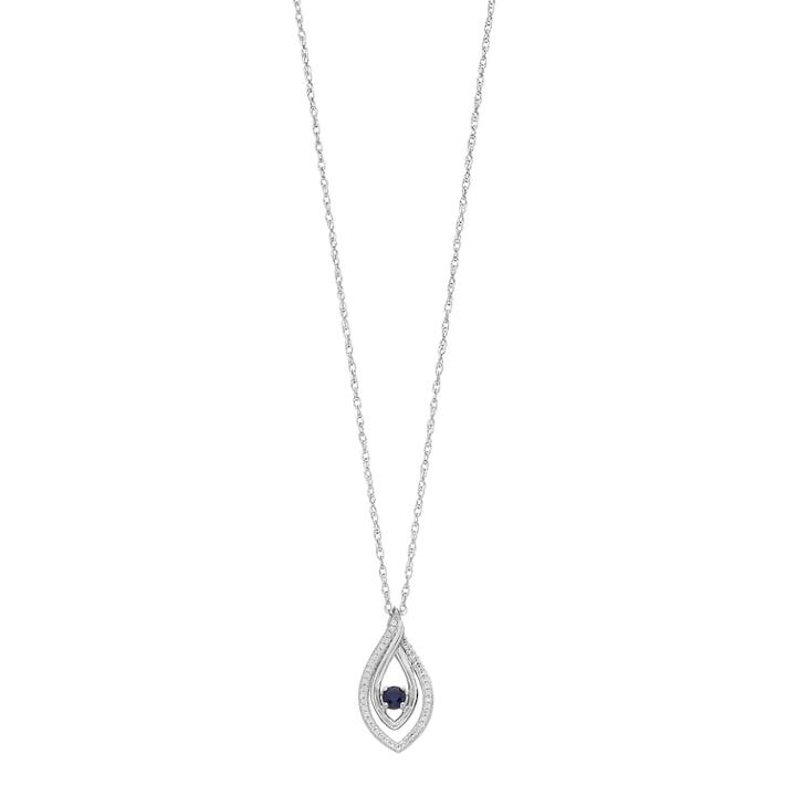 Sterling Silver Lab-created Blue & White Sapphire Marquise Pendant, Women's, Size: 18