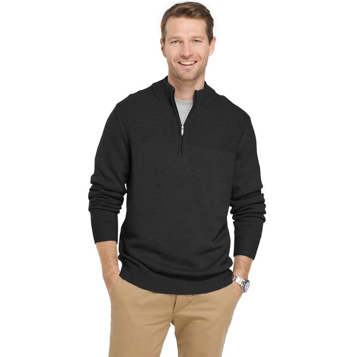 Big & Tall Van Heusen Regular-fit Textured Quarter-zip Pullover Sweater, Men's, Size: 4xb, Grey (charcoal)