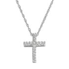 Diamond Petites 10k White Gold 1/10-ct. T.w. Diamond Cross Pendant, Women's